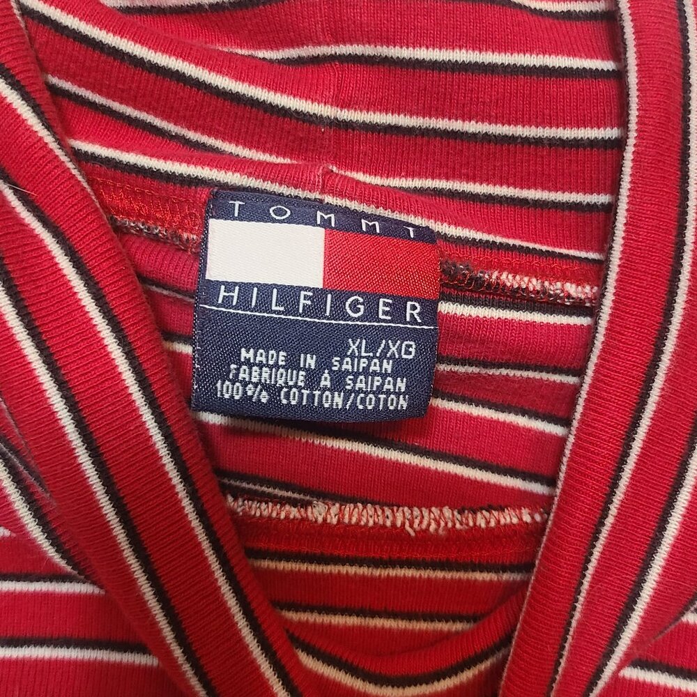 Tommy Hilfiger Red/Whote Striped Long Sleeve Turtle Neck Shirt Mens Sz XL - Picture 3 of 6